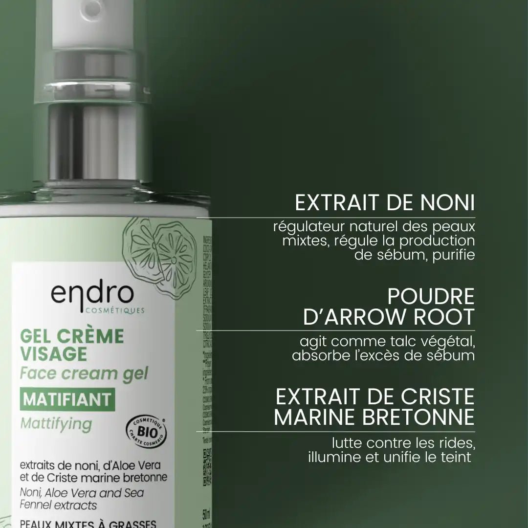 Gel - crème visage matifiant - Endro Cosmetiques